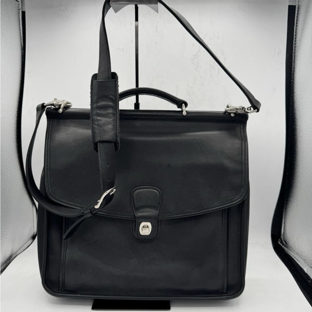 Coach Briefcase-Model 5299  Black Leather Vintage Briefcase/Silver Fittings